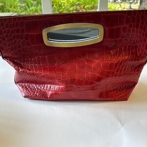 Donald J. Pliner Red Crocodile-Embossed Tote